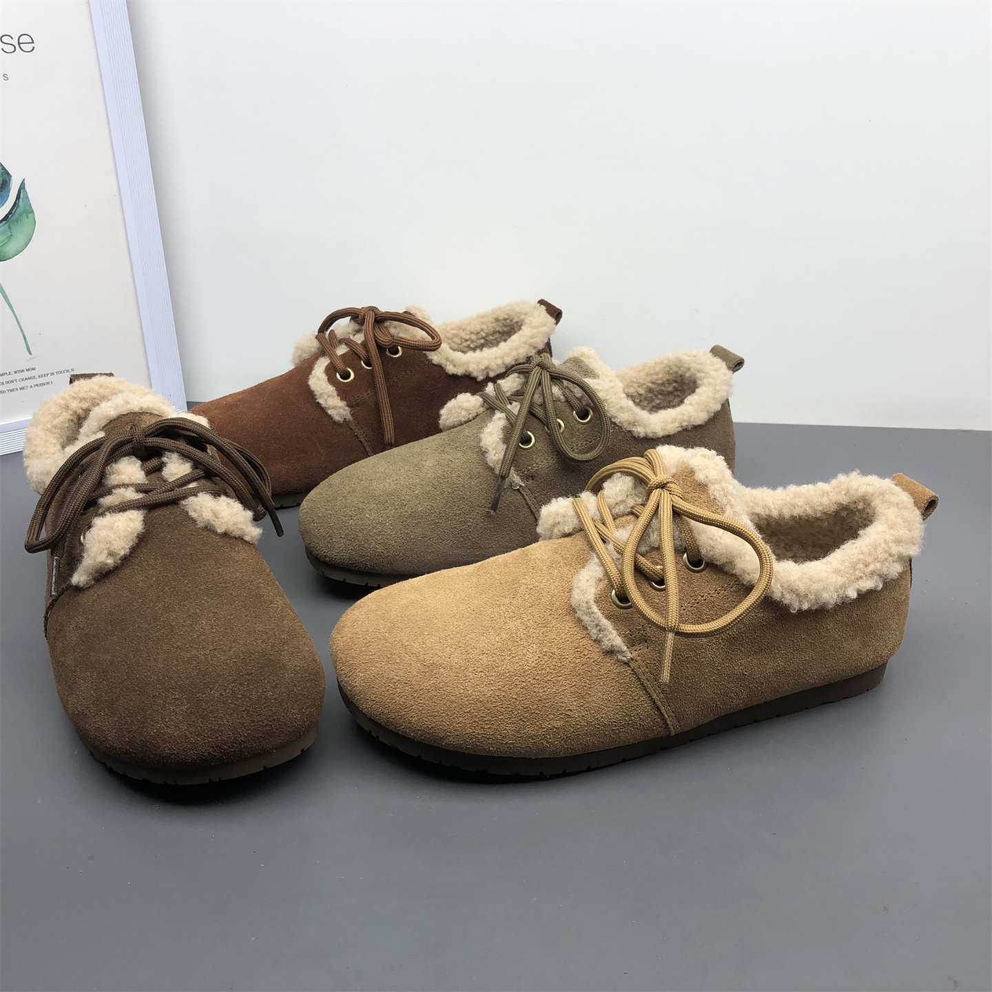 女鞋真皮博肯鞋25年冬季新款加绒