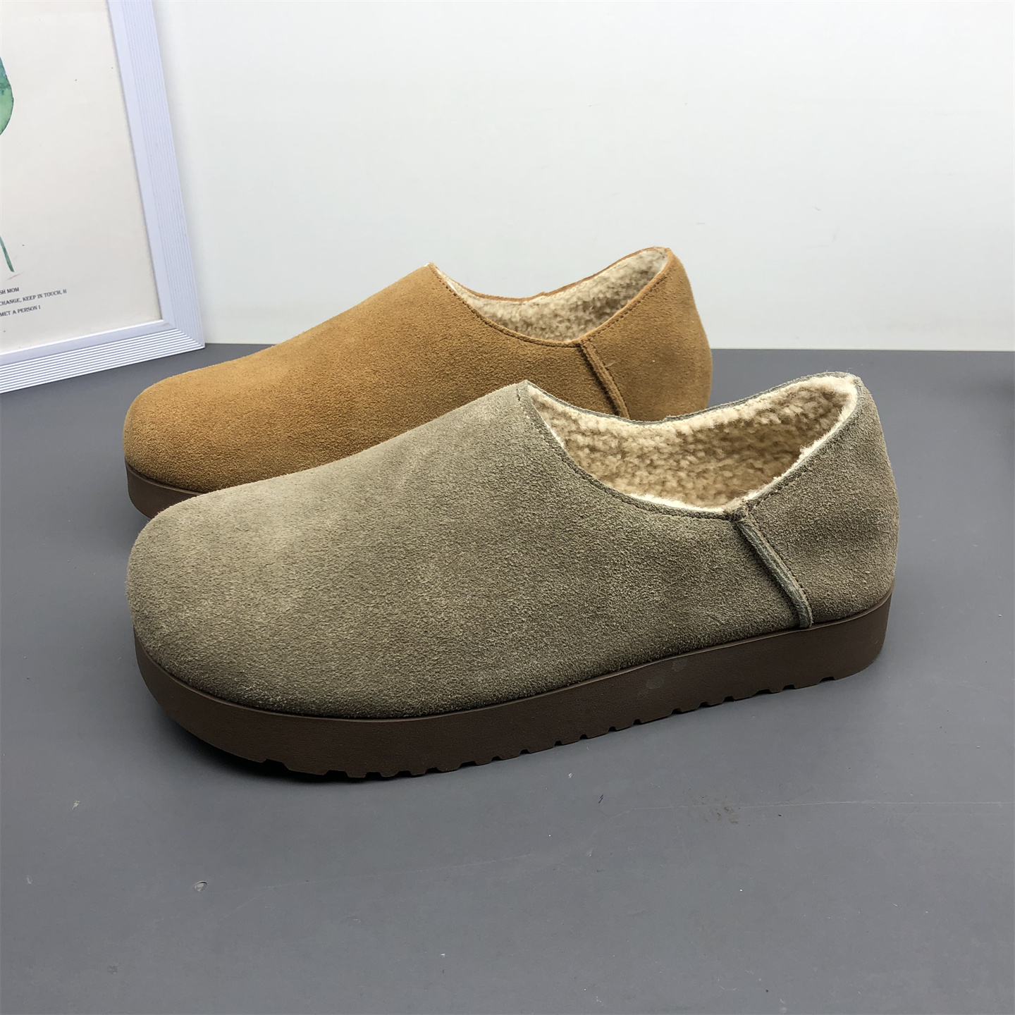 真皮博肯鞋加绒棉鞋软底防滑冬季