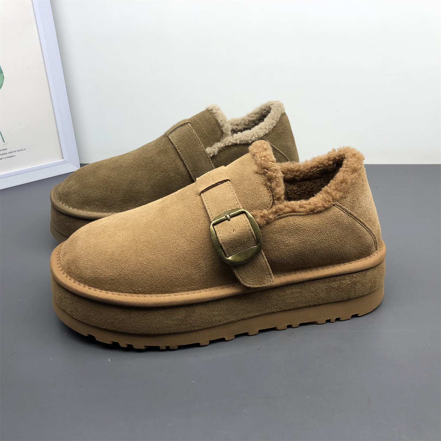 保暖冬季新款厚底牛皮博肯棉鞋