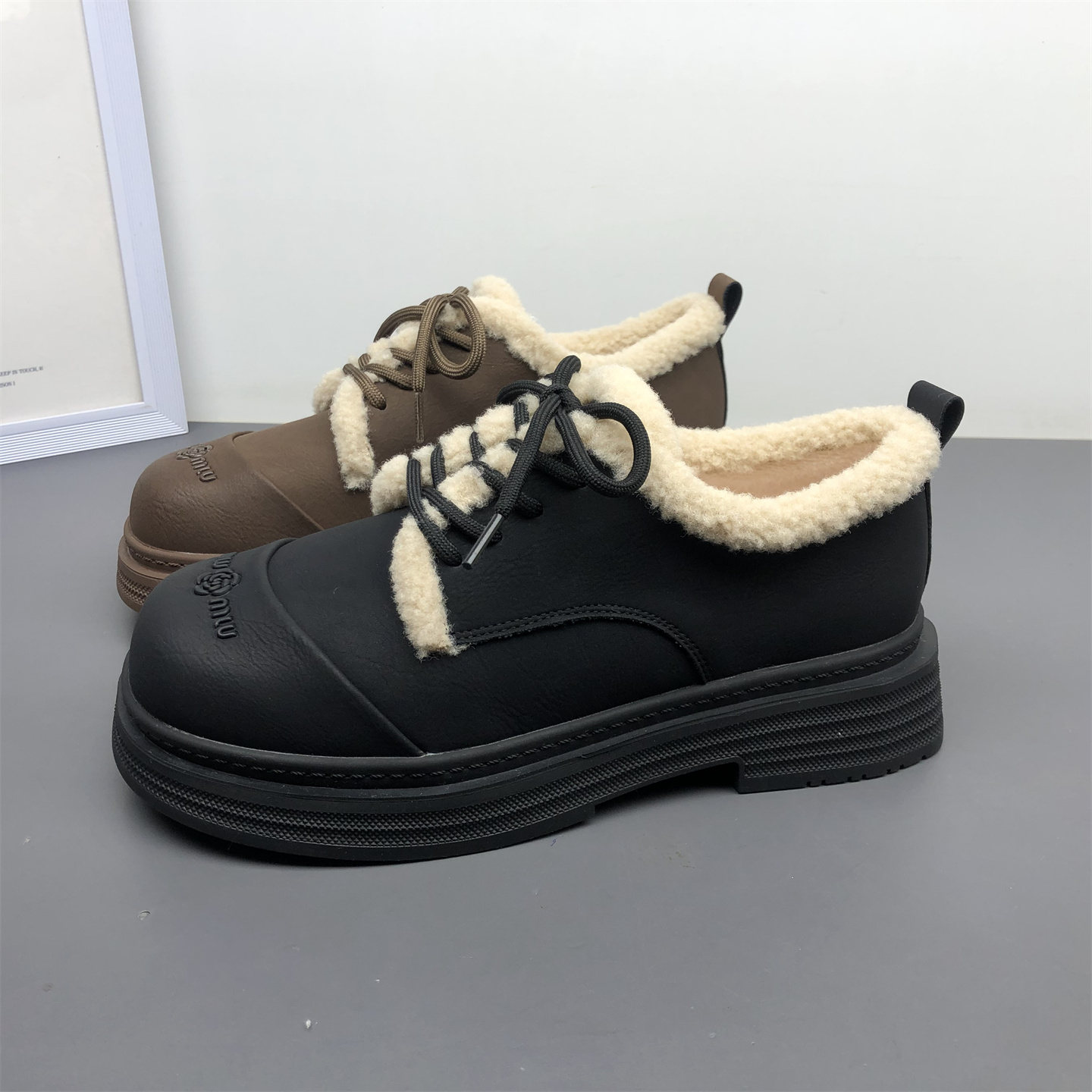 女鞋英伦风小皮鞋加绒棉鞋冬季