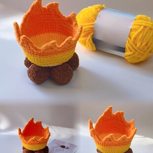 纯手工编织diy火焰收纳篮毛线钩针材料包创意简单易上手收拾小物