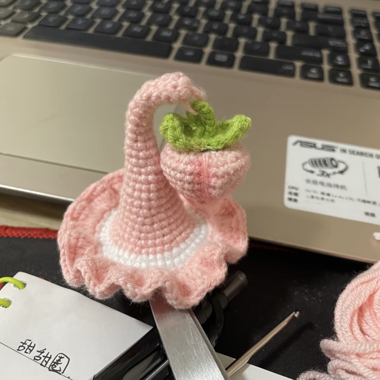 diy手工编织钩针水蜜桃精灵女巫发夹材料包发饰头饰夹子自制礼物