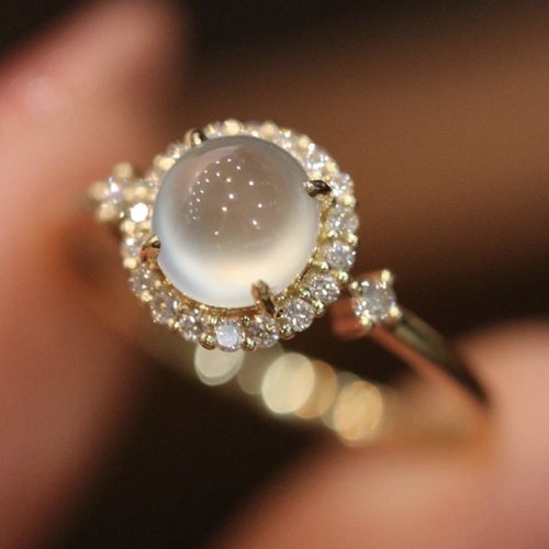 玉髓戒指轻奢冰种蛋面开口可调节
