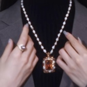 土耳其苏丹石变色石吊坠天然珍珠项链戒指耳钉套装 毛衣链锁骨链女