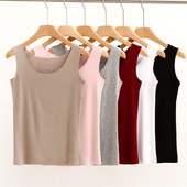 内搭外穿白色无袖 莫代尔无痕吊带背心女夏季 圆领显瘦打底大码 上衣