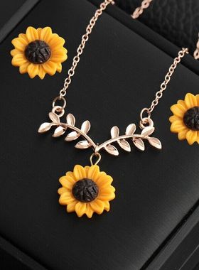 锁骨链向日葵项链花朵吊坠