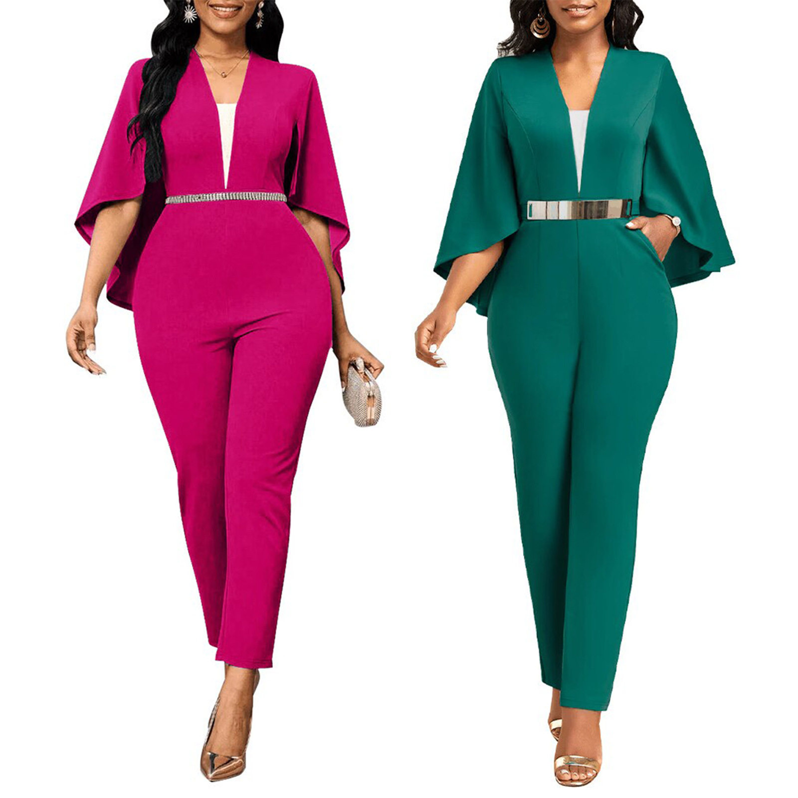 Women's bat sleeve jumpsuit女装时尚职业蝙蝠袖连体裤