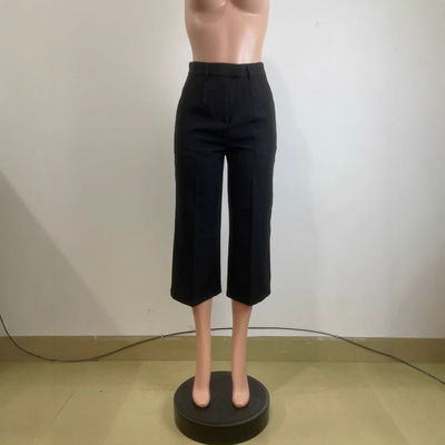 Women high waist, straight leg, wide leg cropped pants九分裤