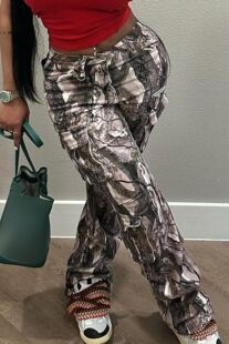 camouflage pants 2023新款时尚休闲宽松直筒高腰叠袋多色长裤