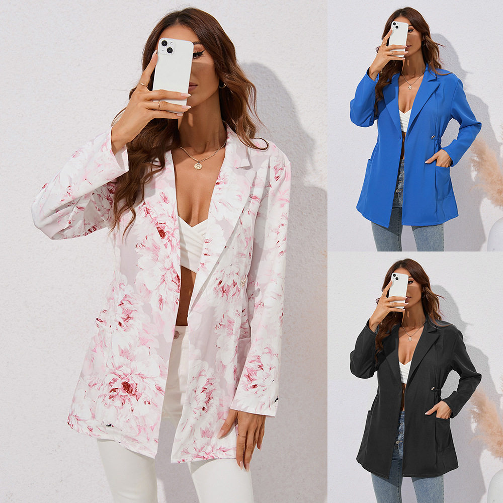 Women's winter long sleeved mid length small suit女西服外套