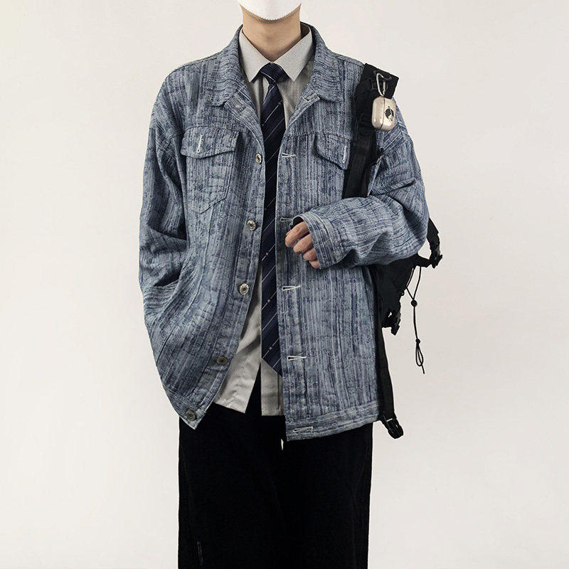 木村叔dk日系水洗牛仔衬衫男长袖春季复古百搭多口袋工装学生外套