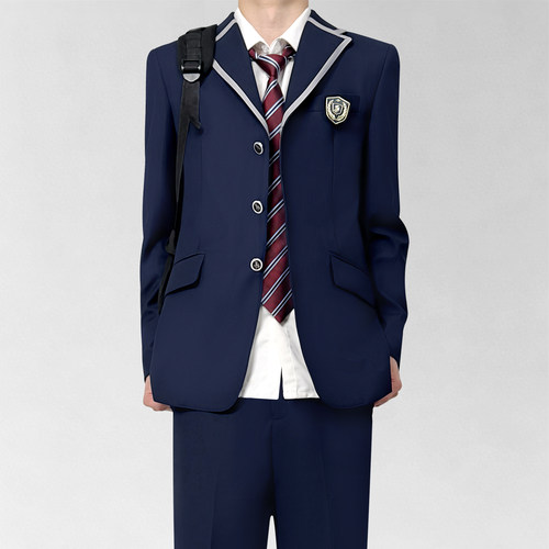 木村叔dk日系制服绀色西服外套男春秋季原创领口设计高级轻奢西装