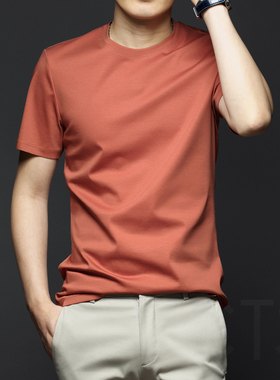 夏季男士短袖T恤半袖丝光棉冰丝纯棉上衣打底衫男装2025新款体恤