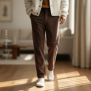 休闲裤 极简风抽绳加厚裤 秋冬新款 长裤 子 灯芯绒直筒修身 老钱风男士