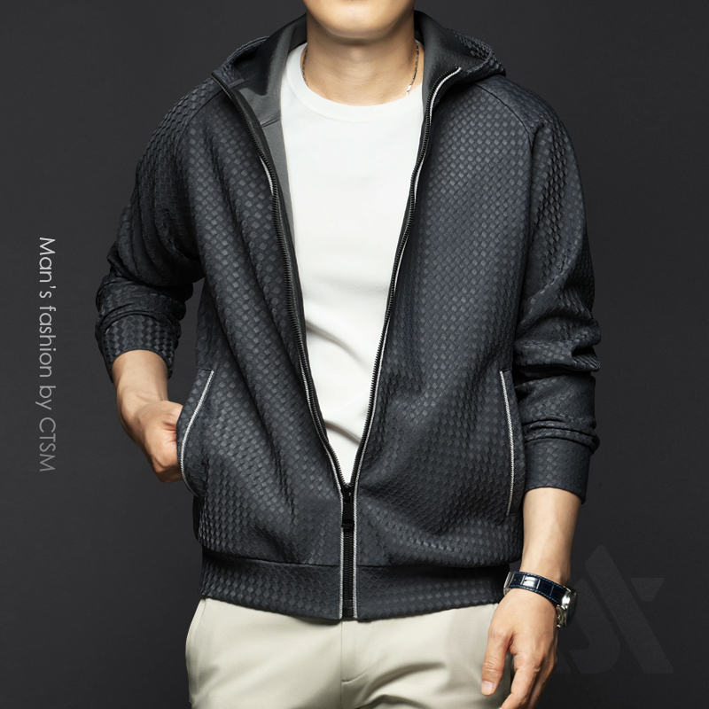 男士连帽秋季拉链夹克