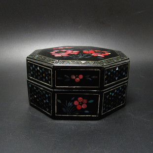 古董古玩杂项收藏创汇期大漆嵌金银螺钿首饰盒戒指盒项链盒全美品