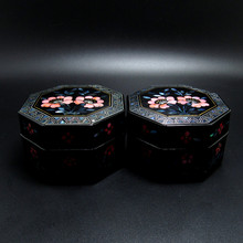 古董古玩杂项收藏创汇期大漆嵌金银螺钿首饰盒戒指盒一对全美品