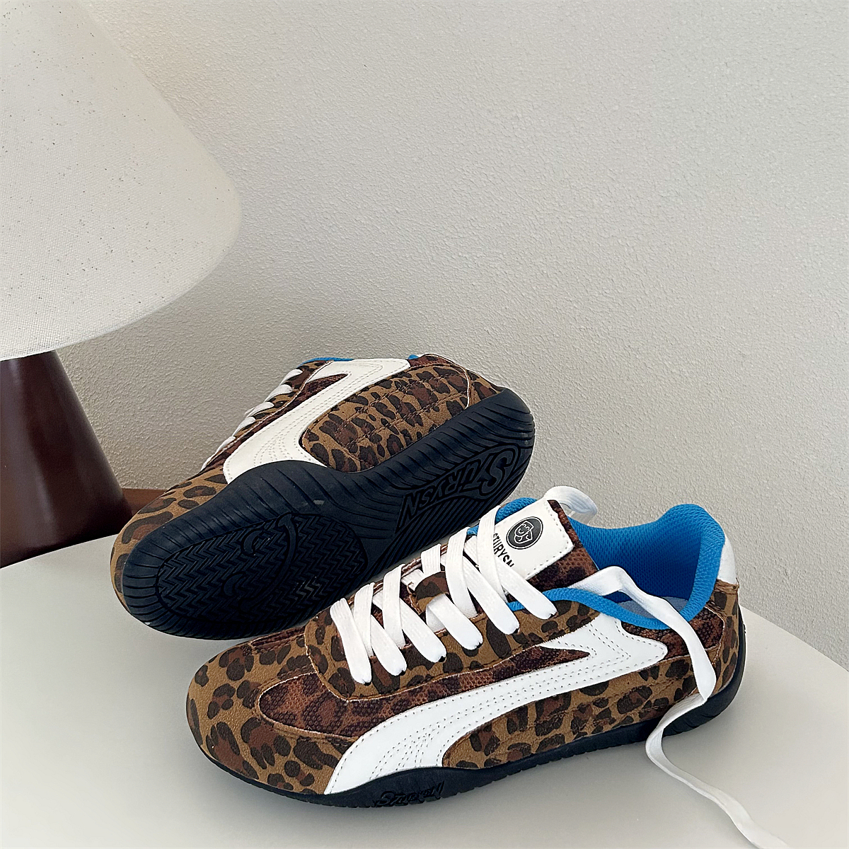 OLDORDER豹纹小众德训鞋男鞋子ins潮流秋季新品赛车鞋百搭休闲鞋