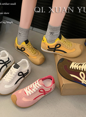 OLDORDER超火内增高德训鞋女秋冬季黄色芭蕾阿甘鞋厚底休闲运动鞋