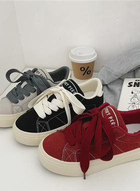 OLDORDER美式复古翻毛皮小众板鞋女ins百搭学生休闲chic鞋子