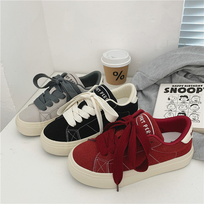 OLDORDER美式复古翻毛皮小众板鞋女ins百搭学生休闲chic鞋子