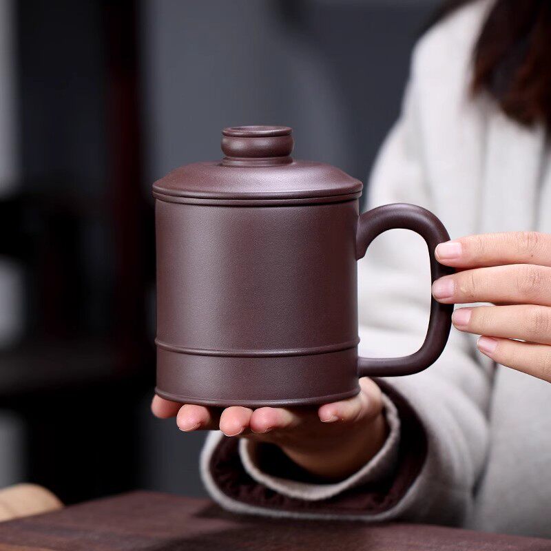 宜兴紫砂杯三件套内胆杯过滤茶水分离泡茶杯男士大容量办公茶具