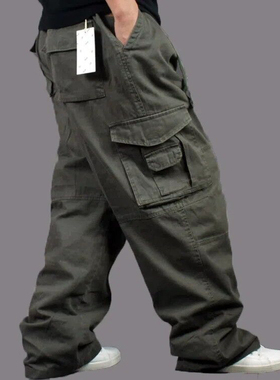 特大码320斤胖子工作裤男休闲裤加肥加大码肥佬裤宽松多口袋长裤