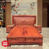 红木家具实木双人床1.5 仿古大果紫檀床 1.8米缅甸花梨木雕花中式