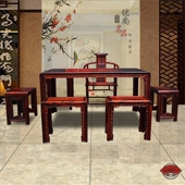 老挝大红酸枝茶桌椅组合实木红木茶桌交趾黄檀功夫茶桌特价 泡茶桌