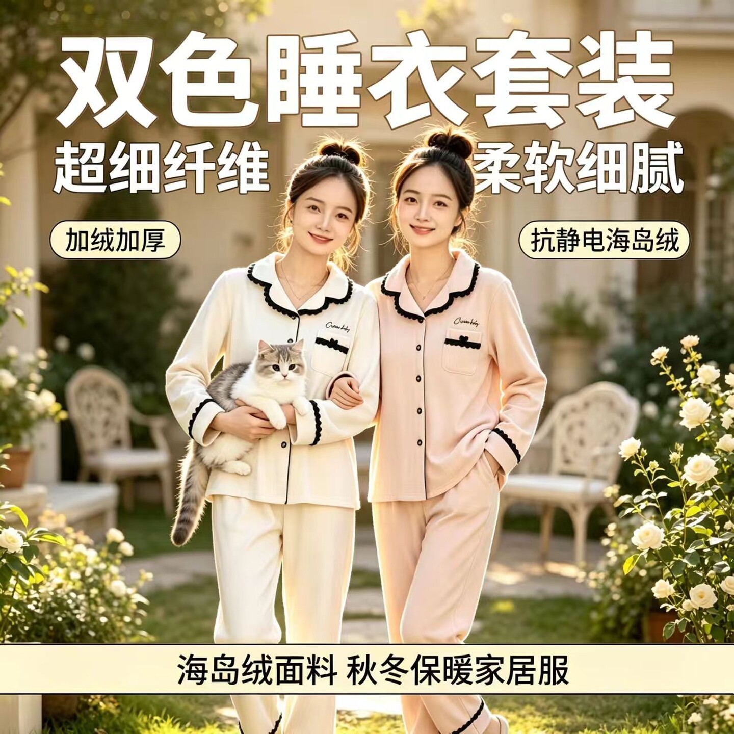 都市丽人海岛绒女士睡衣秋冬加厚