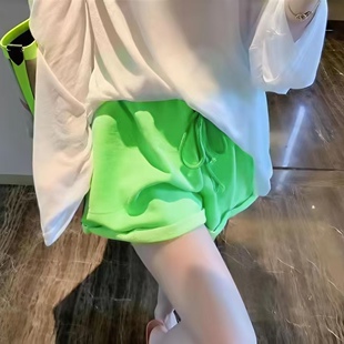 2025新款女夏季休闲短裤宽松阔腿卷边韩版运动纯色松紧腰百搭显瘦