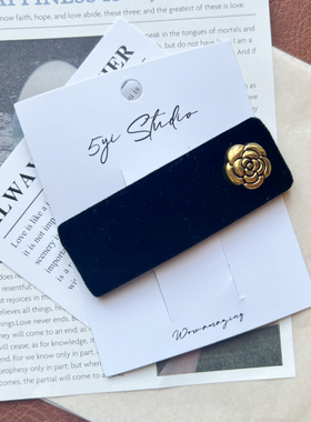 5yi Studio 金玫瑰丝绒发夹 | 复古优雅气质头饰