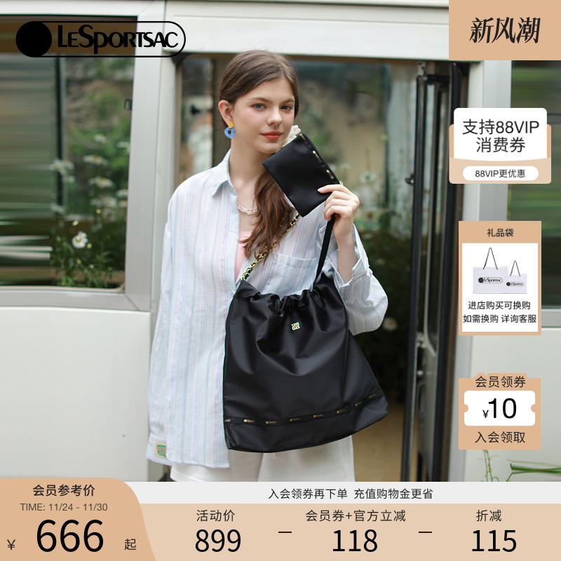 乐播诗黑金链条系列大容量托特包