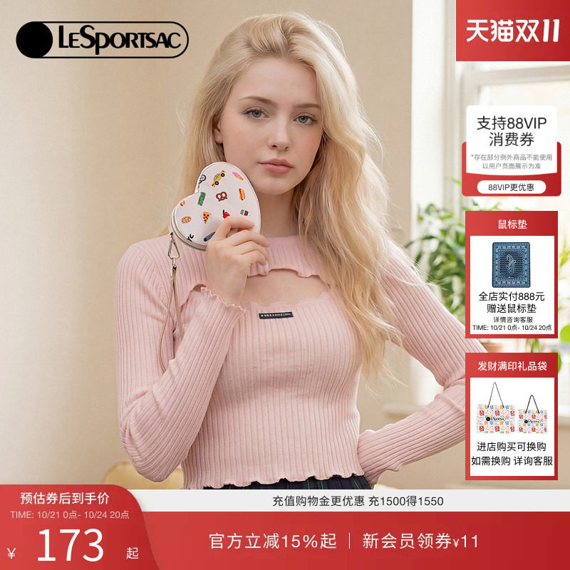 LeSportsac乐播诗新款经典系列可爱随身收纳包精致爱心卡包手拿包