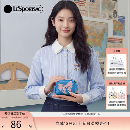 LeSportsac乐播诗新款潮流系列可爱猫猫头零钱收纳包外出手拿包女