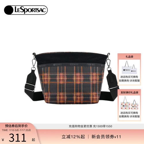 LeSportsac格子呢灯芯绒斜挎包