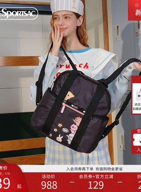 LeSportsac乐播诗25新款小羊波德莱尔黑色印花背包差旅通勤双肩包