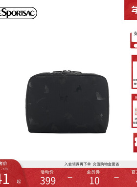 LeSportsac乐播诗新款CLASSIC系列简约黑色小猫化妆收纳包手拿包