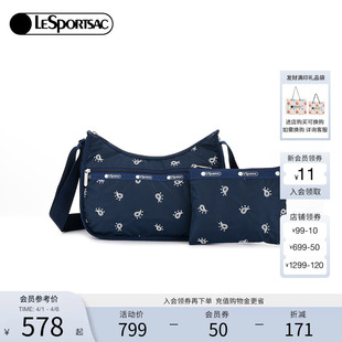 LeSportsac乐播诗新款 刺绣海军蓝上班斜挎腋下包女 CLASSIC经典