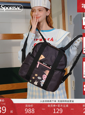 LeSportsac乐播诗25新款小羊波德莱尔黑色印花背包差旅通勤双肩包