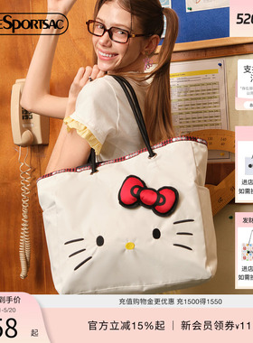 LeSportsac乐播诗HelloKitty系列白色凯蒂猫大容量通勤单肩托特包