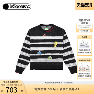 LeSportsac乐播诗生活方式系列新款芝麻街复古条纹套头针织衫毛衣