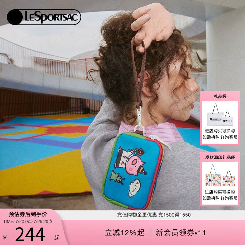LeSportsac乐播诗小羊波德莱尔系列女款小包萌趣卡通三拉链手拿包