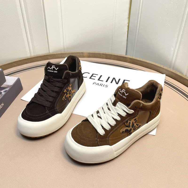 高鹏真皮星星高帮板鞋女2026冬季