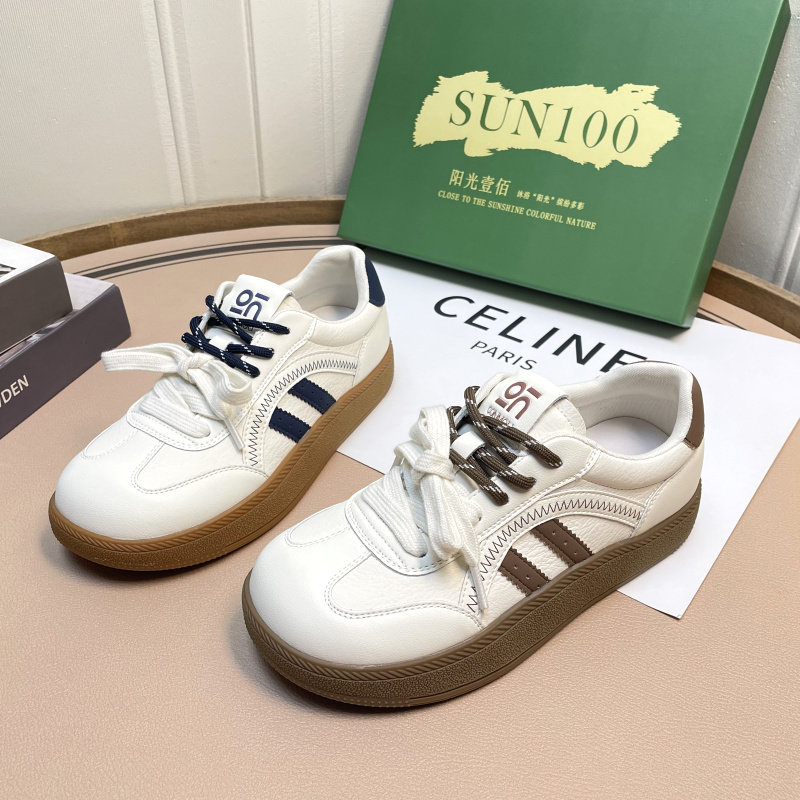 阳光壹佰真皮平底阿甘德训鞋女2026春季新款轻便软底白色运动女鞋,女鞋,德训鞋,淘宝优惠券,粉丝福利购,淘宝优惠卷