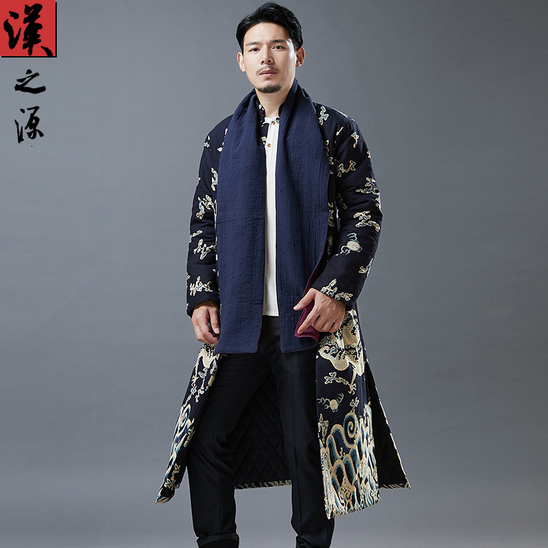 中国风冬季加厚棉服立领棉袄长款