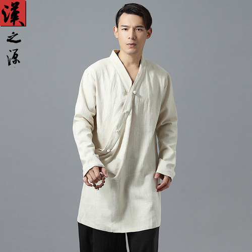 中国风男士服麻斜襟民族款汉服