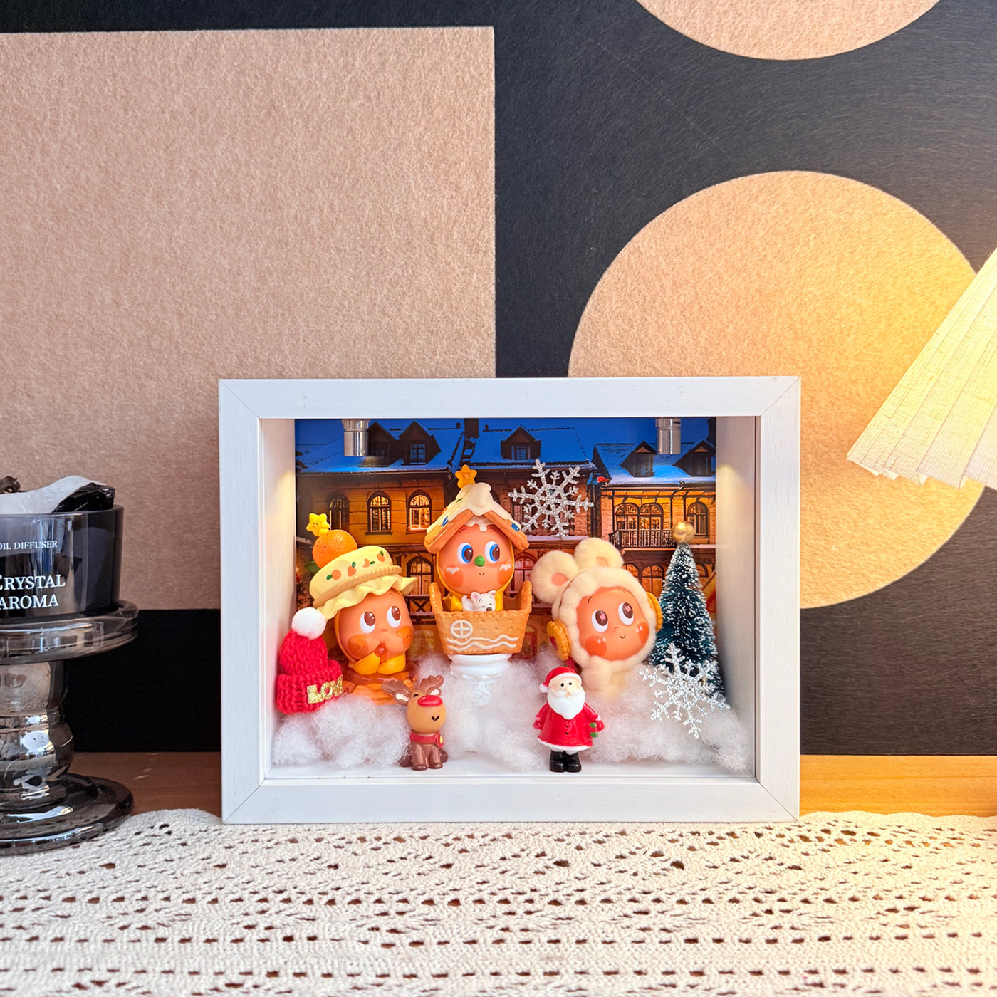 适用泡泡玛特星星人圣诞造景收纳相框盲盒手办场景展示盒带灯摆件,模玩/动漫/周边/娃圈三坑/桌游,盲盒场景道具娃屋,淘宝优惠券,粉丝福利购,淘宝优惠卷