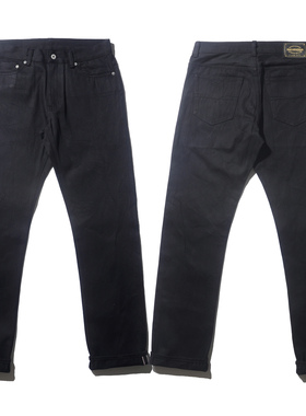 014B男装修身直筒 ONE WASH双染 黑色赤耳牛仔裤丹宁黑牛12.7OZ