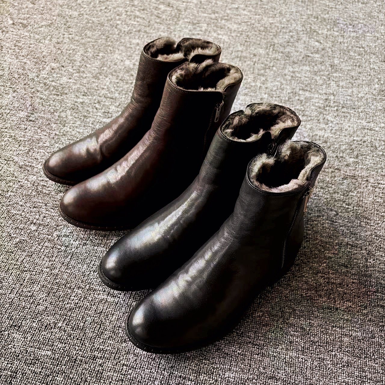 新款真皮毛绒内里短靴女冬季保暖